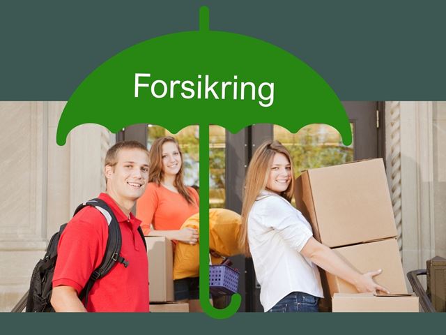 ungdom med paraply over seg med tekst forsikring