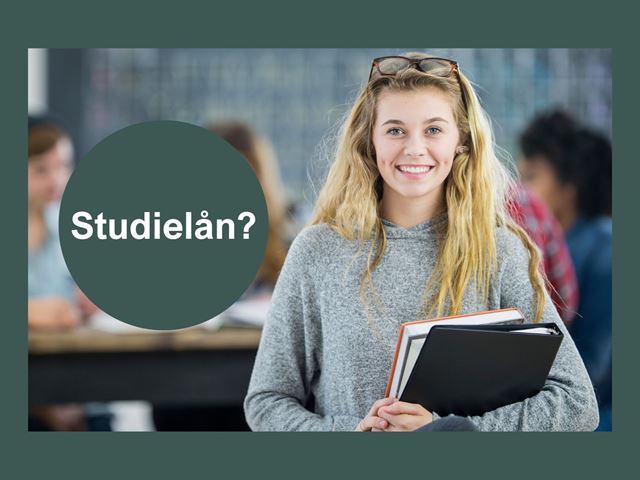 Jente  med perm, tekst studielån?