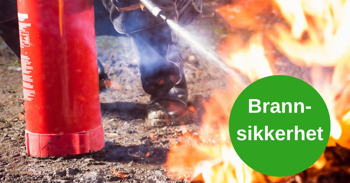 Bilde ild og brannslukningsapparat tekst "brannsikkerhet"