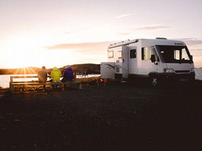 Frende forsikring kjortoy bobil solnedgang